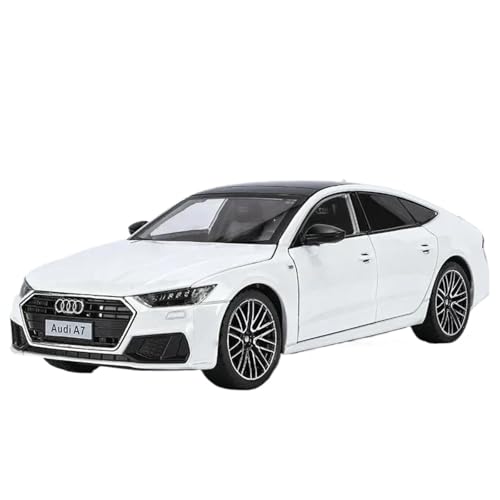 Modellauto im Maßstab 1:24 for Audi A7 Modell Druckgusslegierung Fahrzeug Miniatur Pullback Sound Und Licht Tür for Öffnen Fertiges Automodell(White with Box) von BOFSMXXNP