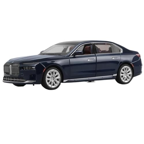 Modellauto im Maßstab 1:24 for BMW I7 G70 M70L New Energy Luxuslimousine Legierung Metall Druckguss Automodell Sound Und Licht Fertiges Automodell(Blue Box) von BOFSMXXNP