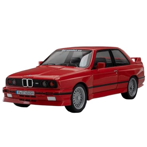 Modellauto im Maßstab 1:24 for BMW M3 Retro-Automodell, Druckgusslegierung, Sound Und Licht, 4 Türen, Zu Öffnen, Pullback-Simulation Fertiges Automodell(M3 Red) von BOFSMXXNP