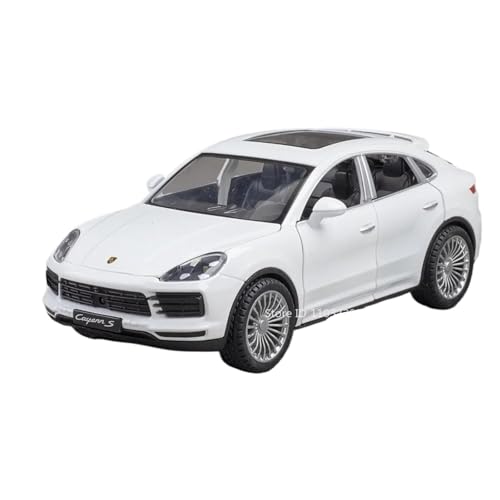 Modellauto im Maßstab 1:24 for Cayenne 911 TurboS Modellauto Mini Metalldruckguss Pullback Sound Und Licht Können Die Tür Öffnen Fertiges Automodell(Cayenne White) von BOFSMXXNP