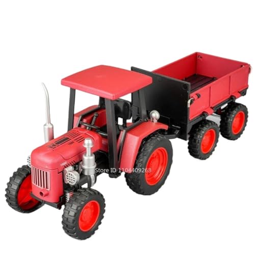Modellauto im Maßstab 1:24 for Hand Traktor Auto Modell Legierung Druckguss Sound Und Licht Retro Landwirtschaft Fahrzeug Sammlung Fertiges Automodell(Tractor Red) von BOFSMXXNP