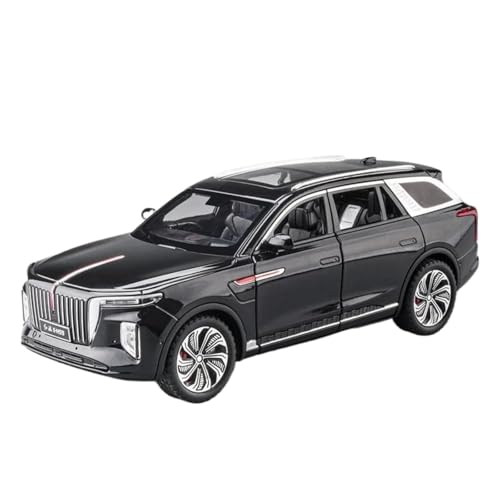 Modellauto im Maßstab 1:24 for Hongqi E-HS9 SUV Legierung Auto Druckguss Metall Modell Simulation Sound Und Licht Büro Dekoration Fertiges Automodell(Black Box) von BOFSMXXNP