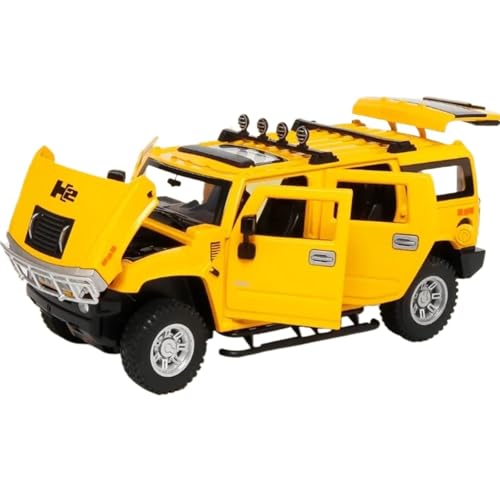 Modellauto im Maßstab 1:24 for Hummer H2 Legierung Automodell Druckgussauto Mit Licht Und Sound Pull Back Geländewagen Fertiges Automodell(Yellow) von BOFSMXXNP
