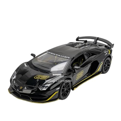 Modellauto im Maßstab 1:24 for Lamborghini Aventador SVJ 63 Revuelto Automodell Legierung Druckguss Mit Ton Und Licht Modell Fertiges Automodell(SVJ63 Black) von BOFSMXXNP