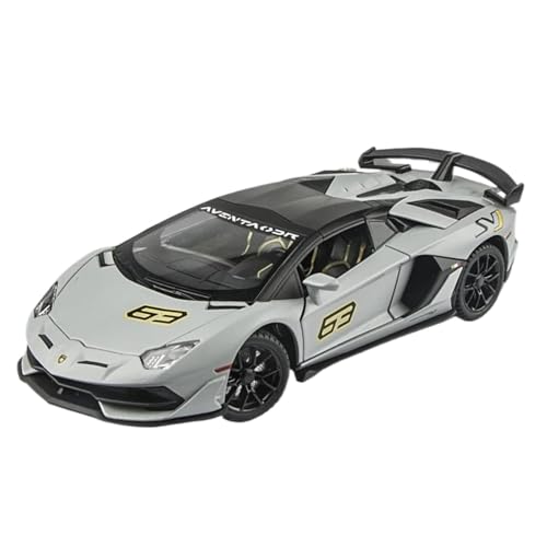 Modellauto im Maßstab 1:24 for Lamborghini Aventador SVJ 63 Supersportwagen Modell Sound Und Licht Metalldruckgussfahrzeug Fertiges Automodell(Titanium) von BOFSMXXNP