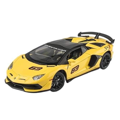 Modellauto im Maßstab 1:24 for Lamborghini Aventador SVJ 63 Supersportwagen Modell Sound Und Licht Metalldruckgussfahrzeug Fertiges Automodell(Yellow) von BOFSMXXNP
