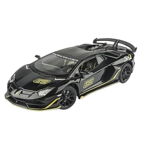 Modellauto im Maßstab 1:24 for Lamborghini Aventador SVJ 63 Supersportwagenmodell Sound Und Licht Sammlerstück Metalldruckguss Fertiges Automodell(Black) von BOFSMXXNP