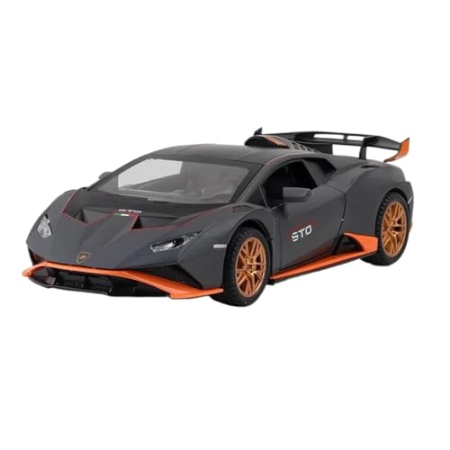Modellauto im Maßstab 1:24 for Lamborghini Huracan STO Legierung Sportwagenmodell Druckguss Metall Rennwagenmodell Ton Und Licht Fertiges Automodell(Titanium with Box) von BOFSMXXNP