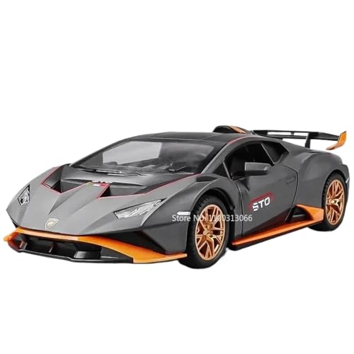 Modellauto im Maßstab 1:24 for Lamborghini LP770-4 Huracan STO Modellsportwagen Mit Drehbaren Rädern Miniaturauto Fertiges Automodell(Huracan STO Grey) von BOFSMXXNP