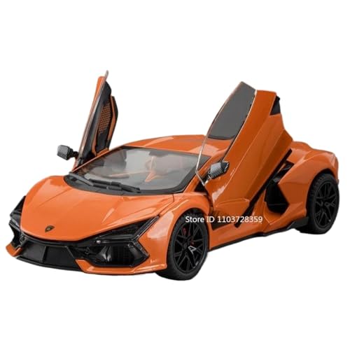 Modellauto im Maßstab 1:24 for Lamborghini Revuelto Sportwagenmodell Druckgusslegierung Countach LPI800-4 Mit Sound Und Licht Pullback Fertiges Automodell(REVUELTO Orange) von BOFSMXXNP