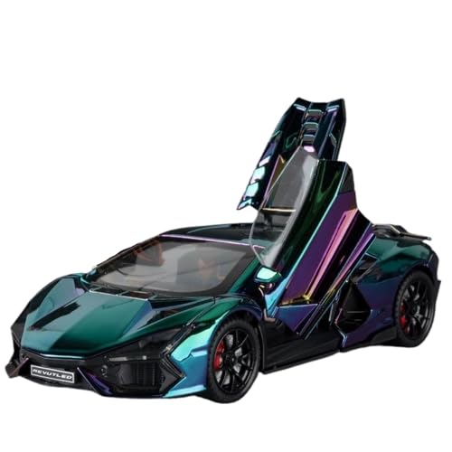 Modellauto im Maßstab 1:24 for Lamborghini Revuelto Supersportwagen Modellauto Metalldruckguss Fahrzeug Sound Und Licht Miniatur Fertiges Automodell(Purple with Box) von BOFSMXXNP