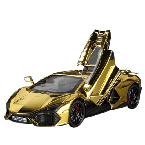 Modellauto im Maßstab 1:24 for Lamborghini Revuelto Supersportwagen Spray Version Modellauto Metalldruckguss Mit Sound Und Licht Fertiges Automodell(Gold with Box) von BOFSMXXNP