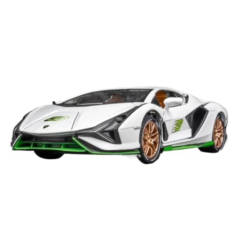 Modellauto im Maßstab 1:24 for Lamborghini Simulation Legierung Automodell Pullback Sportwagen Modell Ornamente Fertiges Automodell(White with Box) von BOFSMXXNP