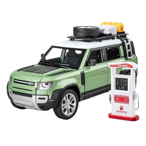 Modellauto im Maßstab 1:24 for Land Rover Defender Outdoor Edition Simulation Legierung Geländewagen Modell Maßstab Automodell Fertiges Automodell(Green with Box) von BOFSMXXNP