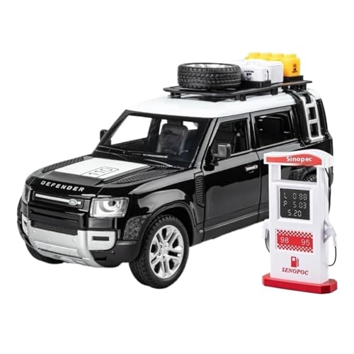 Modellauto im Maßstab 1:24 for Land Rover Defender Outdoor Edition Simulation Legierung Geländewagen Modell Modell Auto Ornamente Fertiges Automodell(Black with Box) von BOFSMXXNP