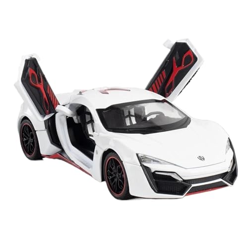 Modellauto im Maßstab 1:24 for Lycan Automodell Druckgusslegierung Türöffnung Ton Und Licht Pullback Supersportwagenmodell Fertiges Automodell(White) von BOFSMXXNP