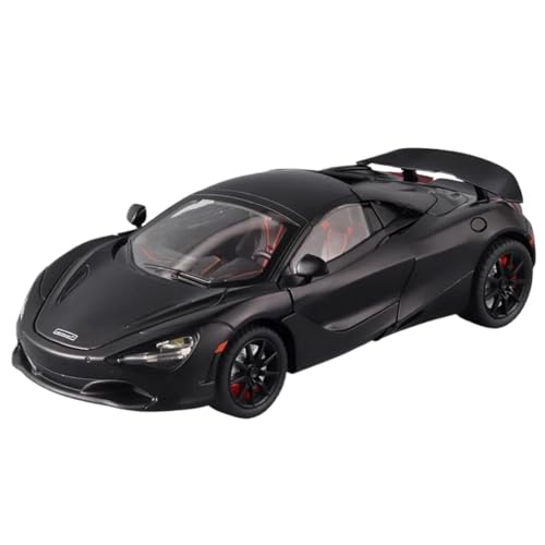 Modellauto im Maßstab 1:24 for McLaren 720 Supersportwagen Simulation Automodell Legierung Druckguss Mit Sound Und Licht Pullback Fertiges Automodell(Black) von BOFSMXXNP