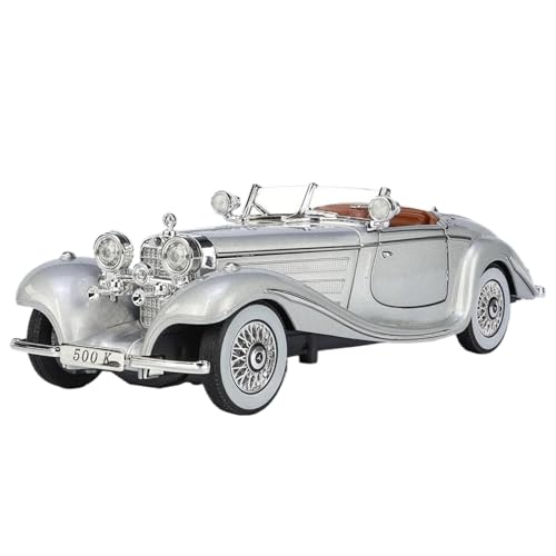Modellauto im Maßstab 1:24 for Mercedes Benz 500K Retro-Auto-Simulation Legierung Nostalgische Oldtimer-Auto-Modell-Ornamente Fertiges Automodell(Silver Original Box) von BOFSMXXNP
