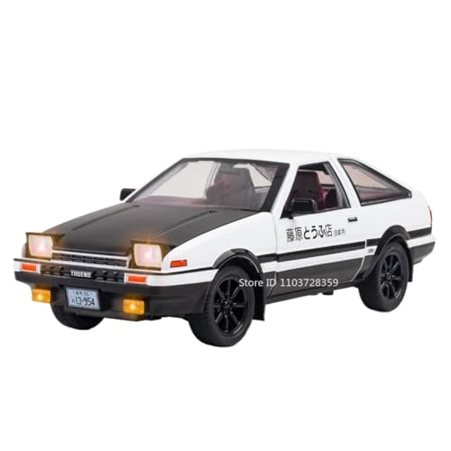 Modellauto im Maßstab 1:24 for Nissan AE86 for Toyota RAV4 Modellauto-Legierung Druckguss Miniatur Sound Und Licht Pullback-Fahrzeug Fertiges Automodell(AE86 Black) von BOFSMXXNP
