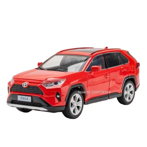 Modellauto im Maßstab 1:24 for Nissan AE86 for Toyota RAV4 Modellauto-Legierung Druckguss Miniatur Sound Und Licht Pullback-Fahrzeug Fertiges Automodell(RAV4 Red) von BOFSMXXNP