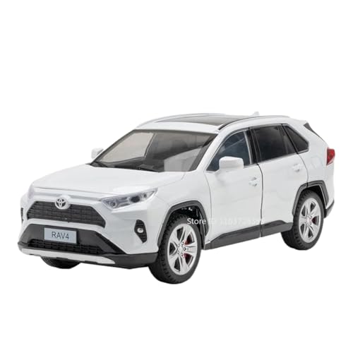 Modellauto im Maßstab 1:24 for Nissan AE86 for Toyota RAV4 Modellauto-Legierung Druckguss Miniatur Sound Und Licht Pullback-Fahrzeug Fertiges Automodell(RAV4 White) von BOFSMXXNP
