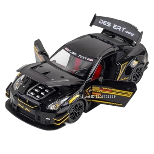 Modellauto im Maßstab 1:24 for Nissan GT-R50 GT-R Modell Sportwagen Legierung Druckguss Mit Sound Und Licht Pull Back Automodell Fertiges Automodell(GT-R Black) von BOFSMXXNP