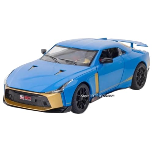 Modellauto im Maßstab 1:24 for Nissan GT-R50 GT-R Modell Sportwagen Legierung Druckguss Mit Sound Und Licht Pull Back Automodell Fertiges Automodell(GT-R50 Blue) von BOFSMXXNP