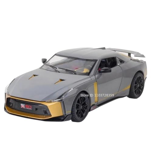 Modellauto im Maßstab 1:24 for Nissan GT-R50 GT-R Modell Sportwagen Legierung Druckguss Mit Sound Und Licht Pull Back Automodell Fertiges Automodell(GT-R50 Titanium) von BOFSMXXNP