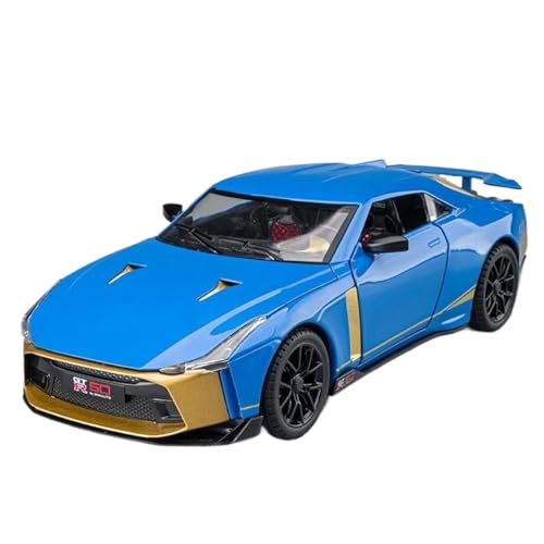 Modellauto im Maßstab 1:24 for Nissan GT R50 Legierung Sportwagenmodell Druckguss Metall Rennwagenmodell Sound- Und Lichtsimulation Fertiges Automodell(Blue) von BOFSMXXNP