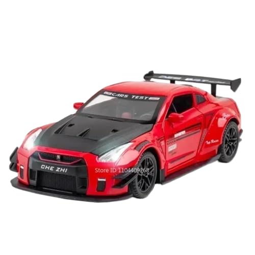 Modellauto im Maßstab 1:24 for Nissan GTR R34 Skyline R35 Sportwagenmodell Mit Zurückziehbaren Türen Und Zu Öffnendem Miniaturmodell Fertiges Automodell(R35 Red) von BOFSMXXNP