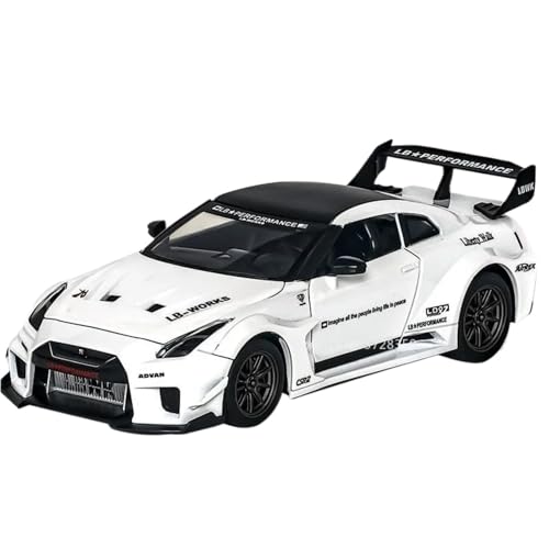Modellauto im Maßstab 1:24 for Nissan GTR R35 CSR2 Modell Sportwagen Legierung Druckguss Sportwagen Sound Und Licht Pull Back Modell Fertiges Automodell(CSR2 White) von BOFSMXXNP
