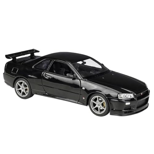 Modellauto im Maßstab 1:24 for Nissan Skyline GT-R R34 Legierung Metall Klassische Diecast Modell Fertiges Automodell(Black) von BOFSMXXNP