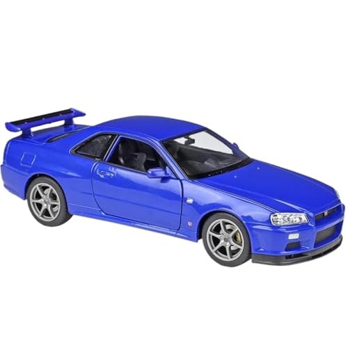 Modellauto im Maßstab 1:24 for Nissan Skyline GT-R R34 Legierung Metall Klassische Diecast Modell Fertiges Automodell(Blue) von BOFSMXXNP
