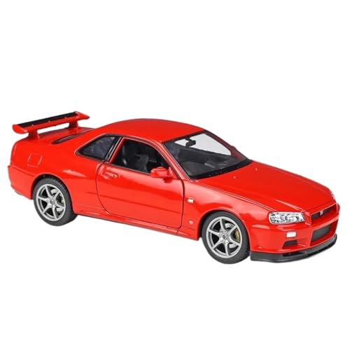 Modellauto im Maßstab 1:24 for Nissan Skyline GT-R R34 Legierung Metall Klassische Diecast Modell Fertiges Automodell(Red) von BOFSMXXNP