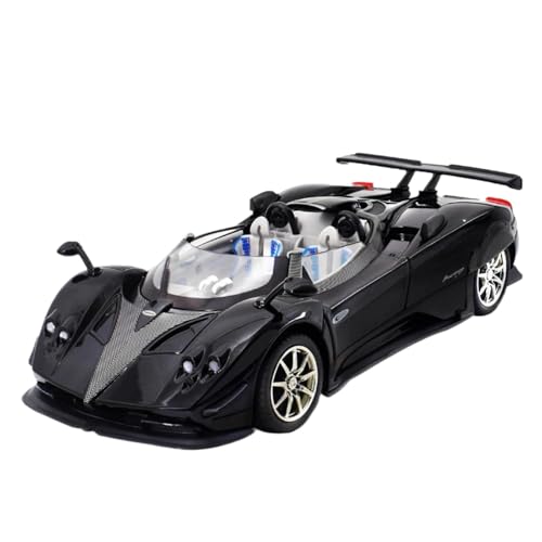 Modellauto im Maßstab 1:24 for Pagani Zonda HP Huayra Legierung Miniatur Auto Druckguss Modell Mit Licht Und Sound Lenkrad Fertiges Automodell(Zonta Black) von BOFSMXXNP