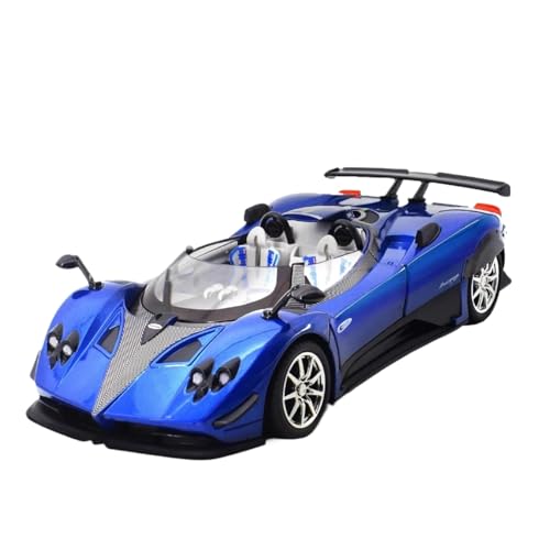 Modellauto im Maßstab 1:24 for Pagani Zonda HP Huayra Miniaturauto-Druckgussmodell Mit Türöffnung Ton Und Licht Zurückziehbaren Autoornamenten Fertiges Automodell(Zonta Blue) von BOFSMXXNP