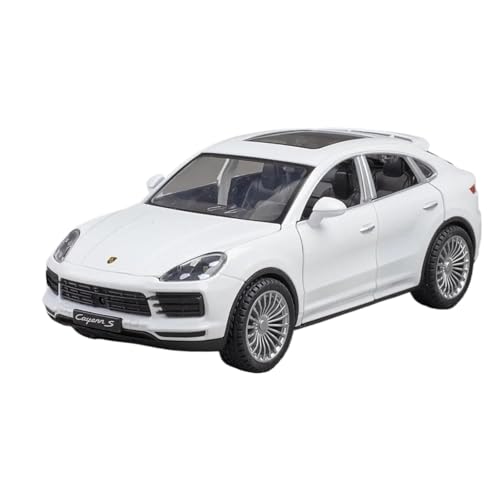 Modellauto im Maßstab 1:24 for Porsche Cayenne S SUV Automodell Legierung Druckguss Simulation Sound Und Licht Fahrzeugmodell Fertiges Automodell(White) von BOFSMXXNP