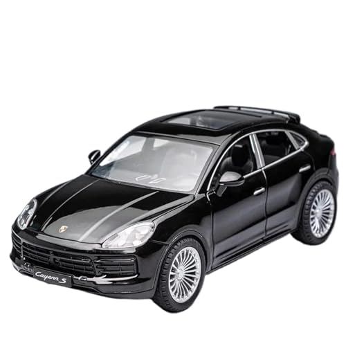 Modellauto im Maßstab 1:24 for Porsche Cayenne S Turbo SUV Legierung Automodell Druckguss Metallmodell Simulation Ton Und Licht Fertiges Automodell(Black with Box) von BOFSMXXNP