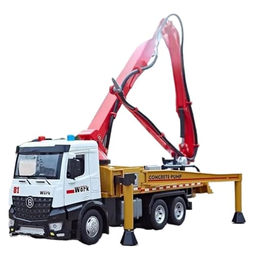 Modellauto im Maßstab 1:24 for Pritschenanhänger Zementpumpen-LKW-Modell Legierung Türöffnung Ton Und Licht Fahrzeugmodell Fertiges Automodell(JD8398 Red) von BOFSMXXNP