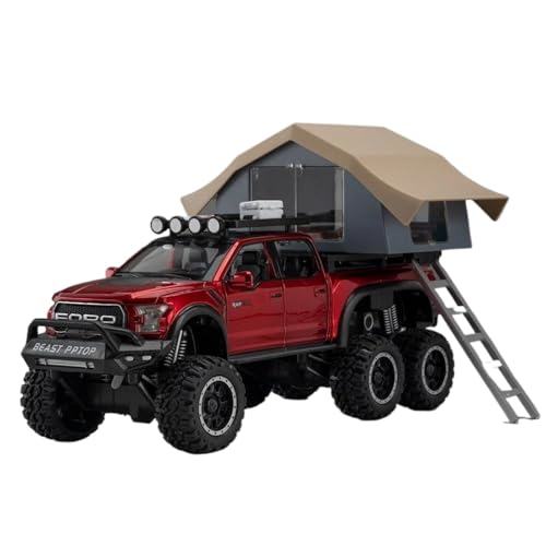 Modellauto im Maßstab 1:24 for Raptor F150 Automodell Druckgusslegierung Camping RV Pullback Sound Und Licht 5 Türen Können Geöffnet Werden Fertiges Automodell(Red) von BOFSMXXNP