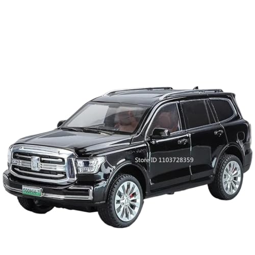 Modellauto im Maßstab 1:24 for Tank 500/300 Modell Miniatur Auto Legierung Druckguss Off-Road Fahrzeug Sound Und Licht Tür Fertiges Automodell(Tank 500 Black) von BOFSMXXNP