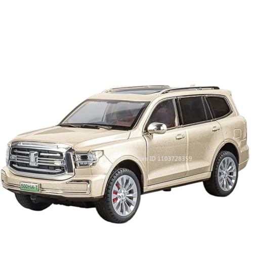Modellauto im Maßstab 1:24 for Tank 500/300 Modell Miniatur Auto Legierung Druckguss Off-Road Fahrzeug Sound Und Licht Tür Fertiges Automodell(Tank 500 Gold) von BOFSMXXNP