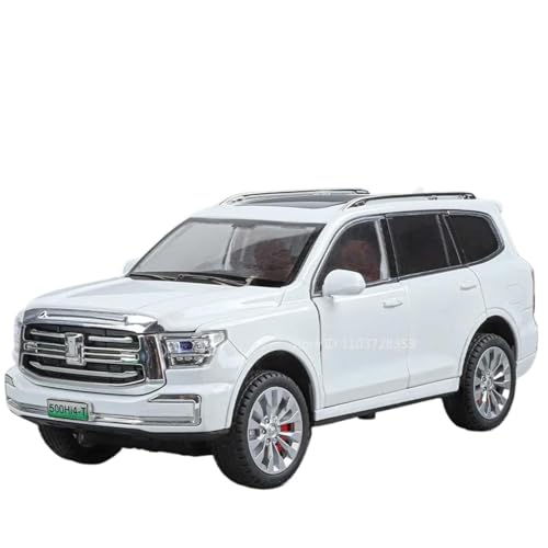 Modellauto im Maßstab 1:24 for Tank 500/300 Modell Miniatur Auto Legierung Druckguss Off-Road Fahrzeug Sound Und Licht Tür Fertiges Automodell(Tank 500 White) von BOFSMXXNP