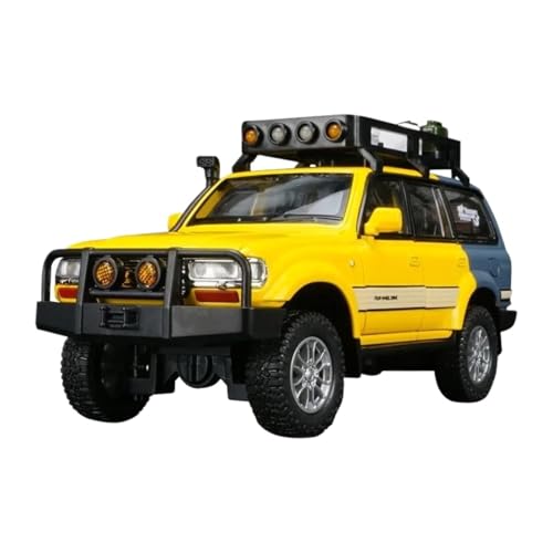 Modellauto im Maßstab 1:24 for Toyota Land Cruiser LC80 SUV Legierung Modell Auto Druckguss Metall Casting Sound Und Licht Auto Fertiges Automodell(Yellow) von BOFSMXXNP