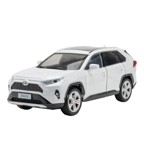 Modellauto im Maßstab 1:24 for Toyota RAV4 Camry Modellauto Metallsimulationssammlung Ton Und Licht Fertiges Automodell(RAV4 White) von BOFSMXXNP