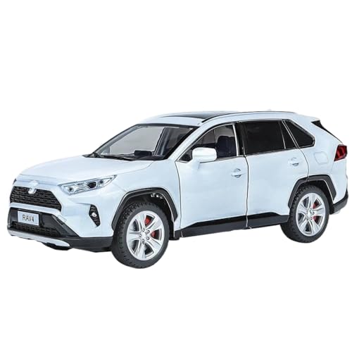 Modellauto im Maßstab 1:24 for Toyota RAV4 Legierung Druckguss Auto Modell Simulation Metall Mit Pullback Sound Und Licht Fahrzeug Fertiges Automodell(White) von BOFSMXXNP