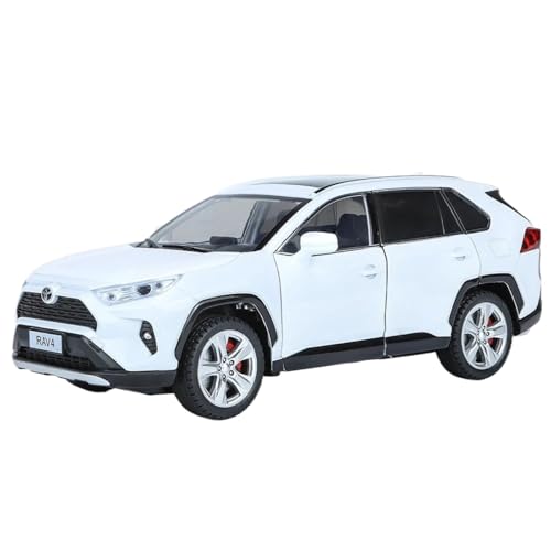 Modellauto im Maßstab 1:24 for Toyota RAV4 SUV Legierung Auto Modell Druckguss Metall Auto Modell Fertiges Automodell(White with Box) von BOFSMXXNP