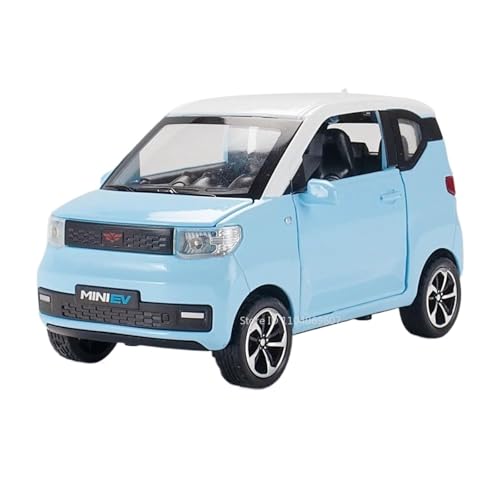 Modellauto im Maßstab 1:24 for Wuling Hongguang Bingo Mini Elektroauto Modell Legierung Druckguss Auto Sound Und Licht Pull Back Fertiges Automodell(Mini EV Blue) von BOFSMXXNP