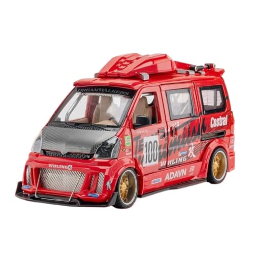 Modellauto im Maßstab 1:24 for Wuling Hongguang Van Modifizierte Version Auto Grill Auto Modell Legierung Druckguss Modell Fertiges Automodell(Van Red) von BOFSMXXNP