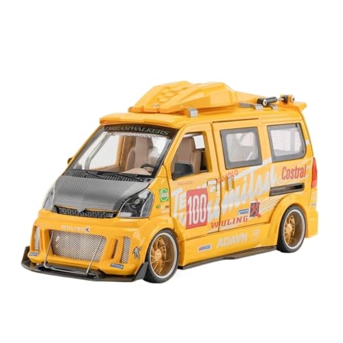 Modellauto im Maßstab 1:24 for Wuling Hongguang Van Modifizierte Version Auto Grill Auto Modell Legierung Druckguss Modell Fertiges Automodell(Van Yellow) von BOFSMXXNP